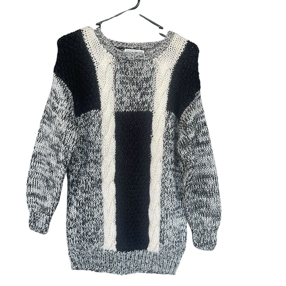 Vintage‎ Western Connection Womens Sweater Medium Cable Knit Colorblock Winter